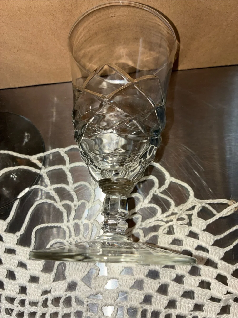 Libbey Clear Cut pattern rock sharpe 4 7/8 inches tall set of 2 great
